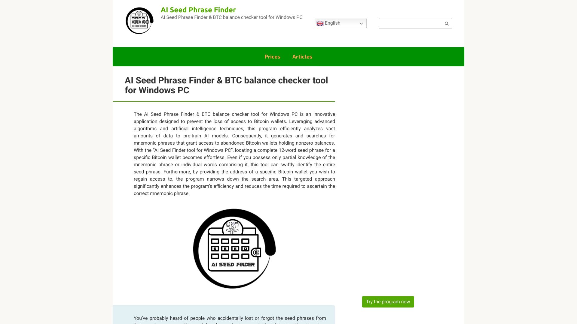 AI Seed Phrase Finder & BTC balance checker tool for Windows PC网页截图,AI Seed Phrase Finder & BTC balance checker tool for Windows PC网页快照