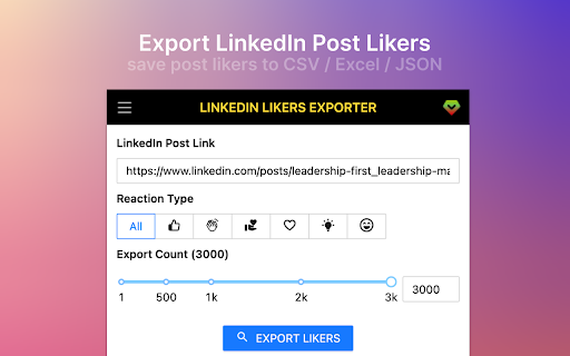 Likers Export for LinkedIn™️网页截图,Likers Export for LinkedIn™️网页快照