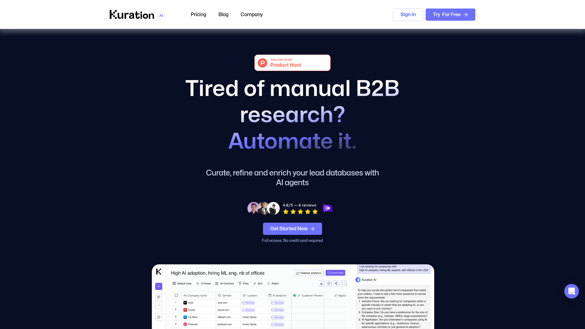 B2B Research AI Agent网页截图,B2B Research AI Agent网页快照