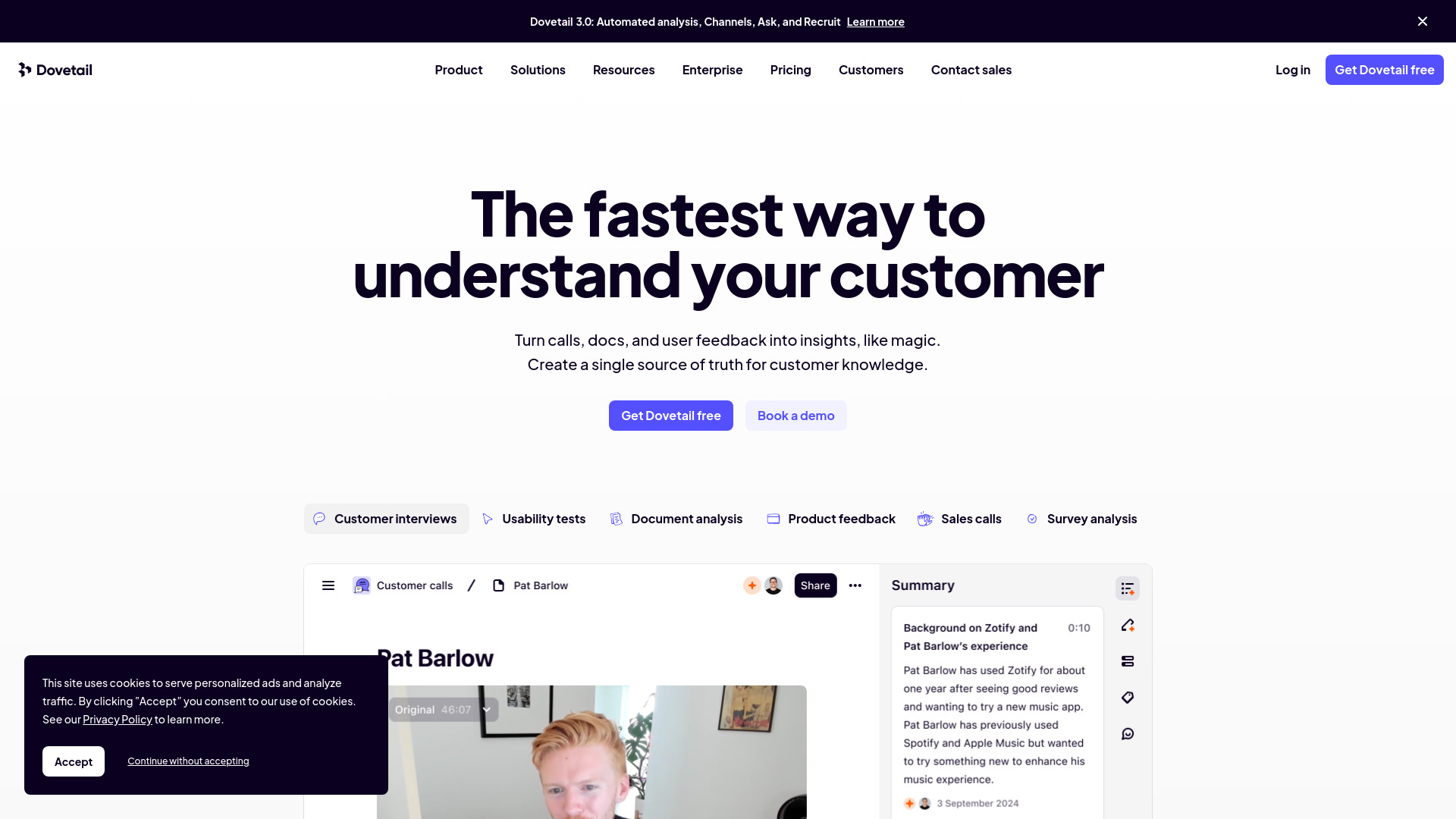 Dovetail网页截图,Dovetail网页快照