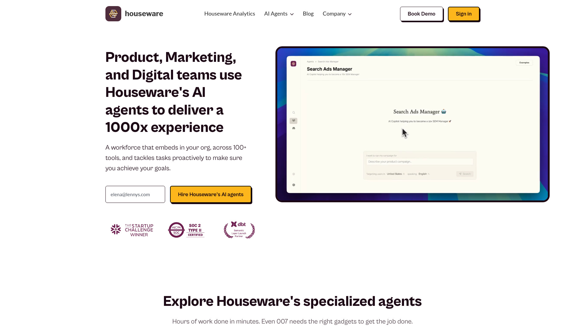 AI Agents by Houseware网页截图,AI Agents by Houseware网页快照