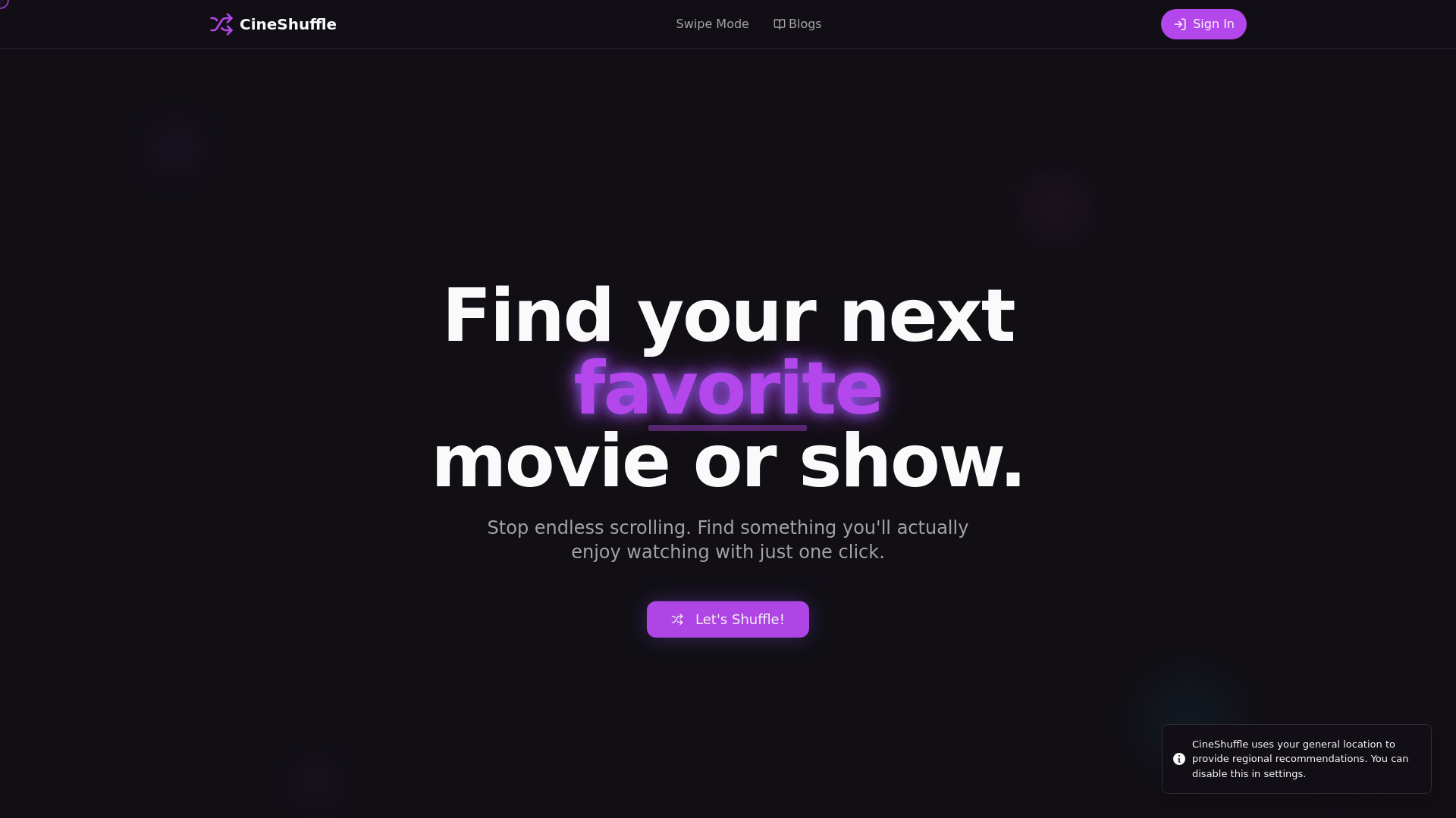 CineShuffle网页截图,CineShuffle网页快照