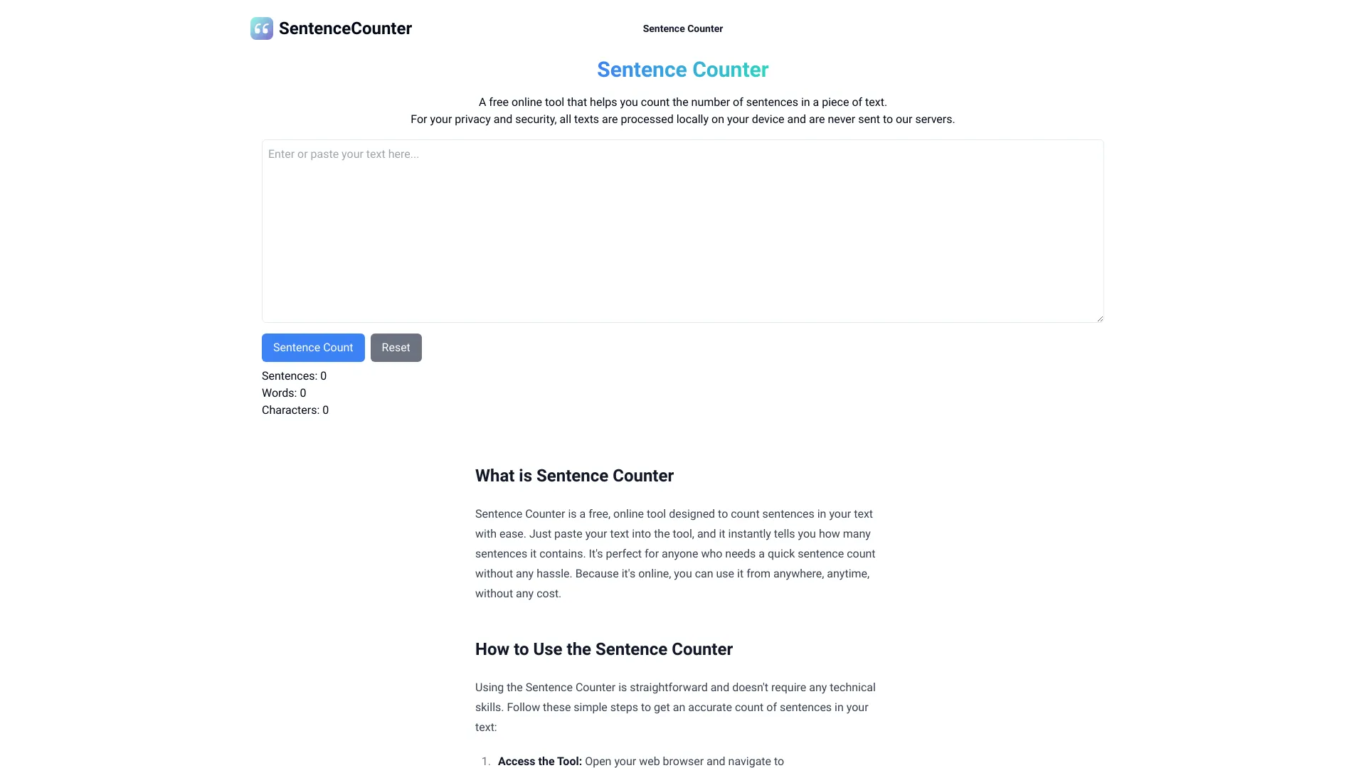 Sentence Counter网页截图,Sentence Counter网页快照