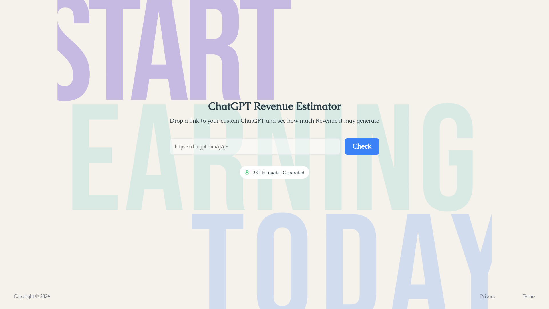 ChatGPT Revenue Estimator网页截图,ChatGPT Revenue Estimator网页快照