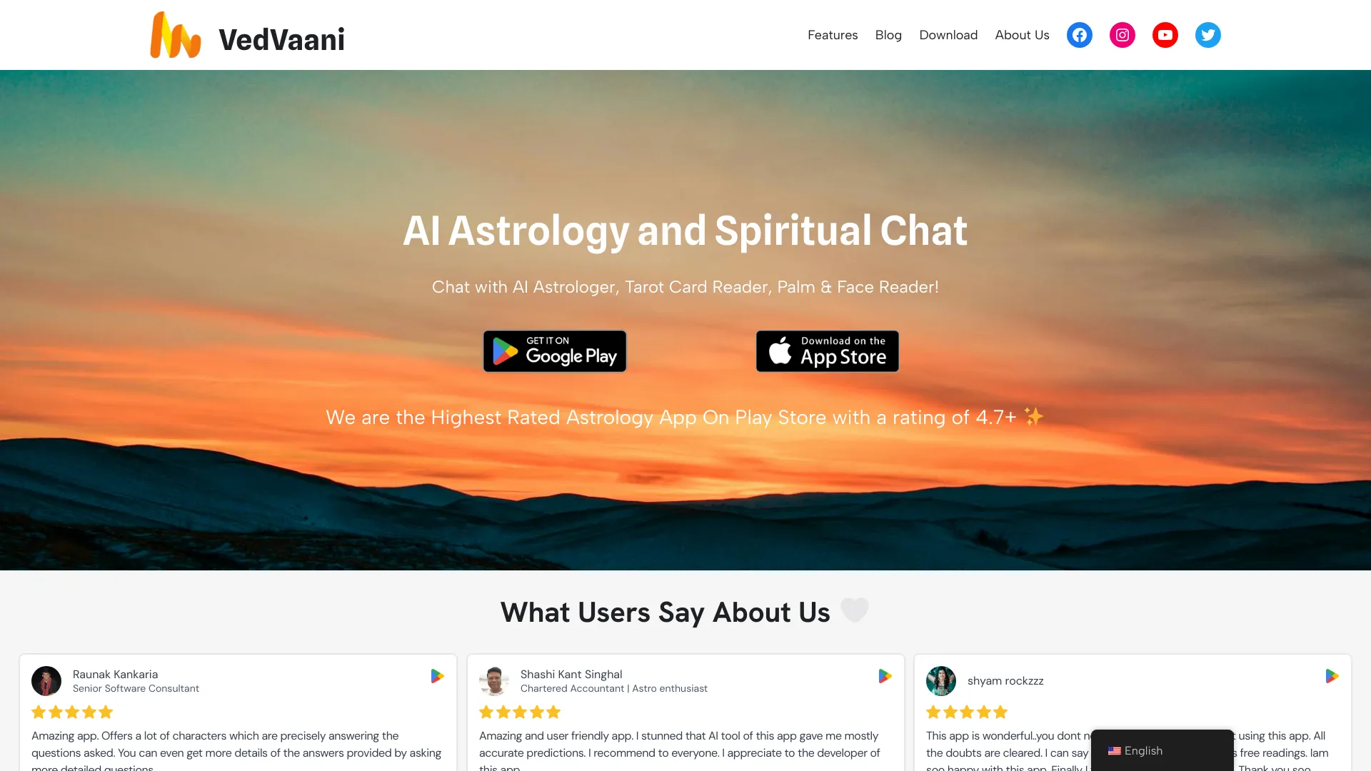 VedVaani – AI Astrology & Spiritual App网页截图,VedVaani – AI Astrology & Spiritual App网页快照