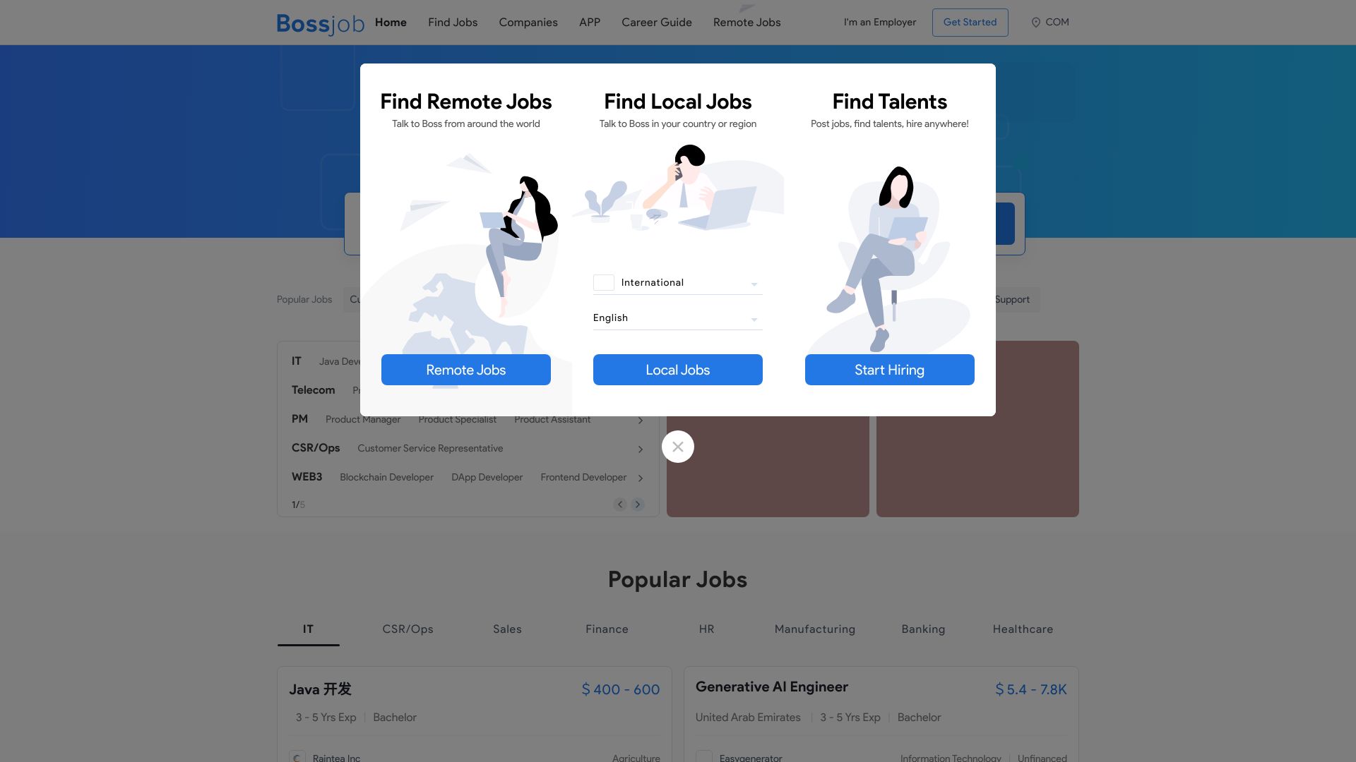 Bossjob网页截图,Bossjob网页快照