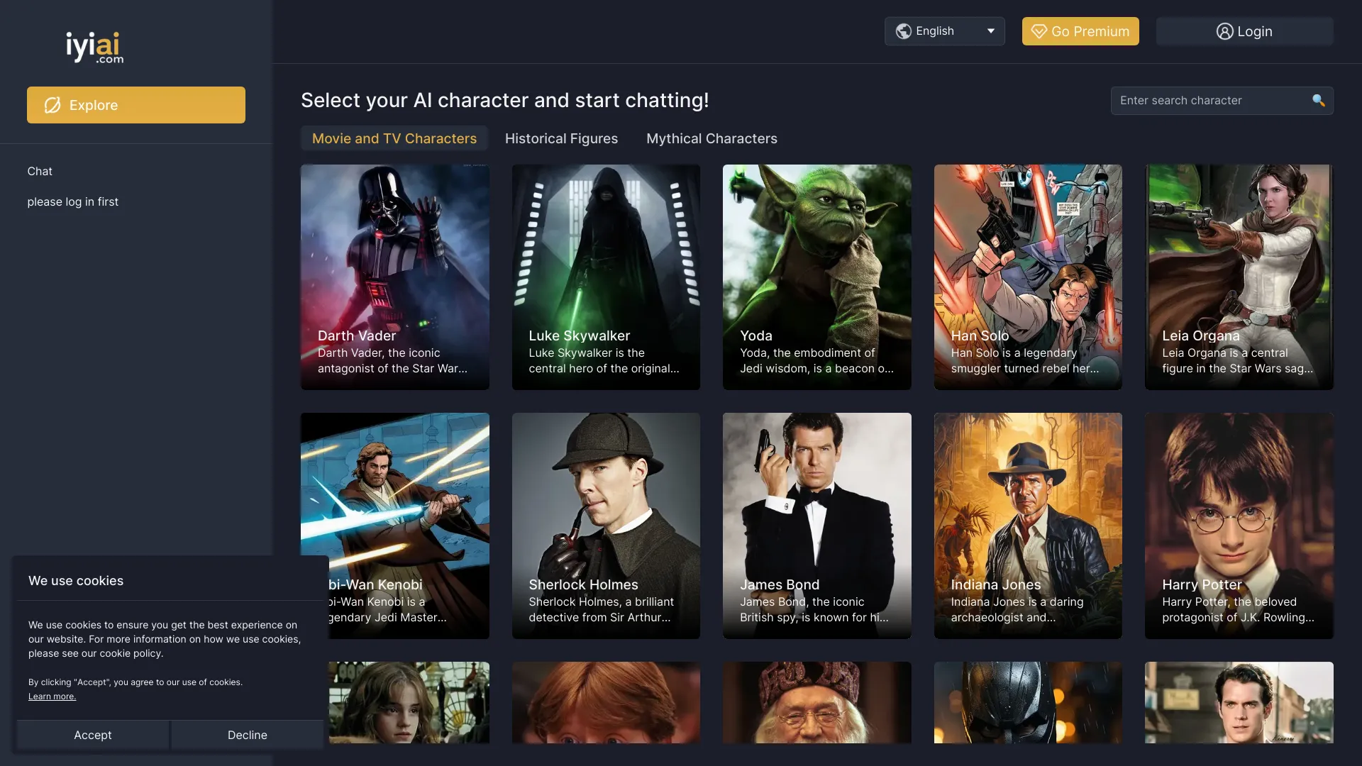iyiai – Chat Across Dimensions网页截图,iyiai – Chat Across Dimensions网页快照