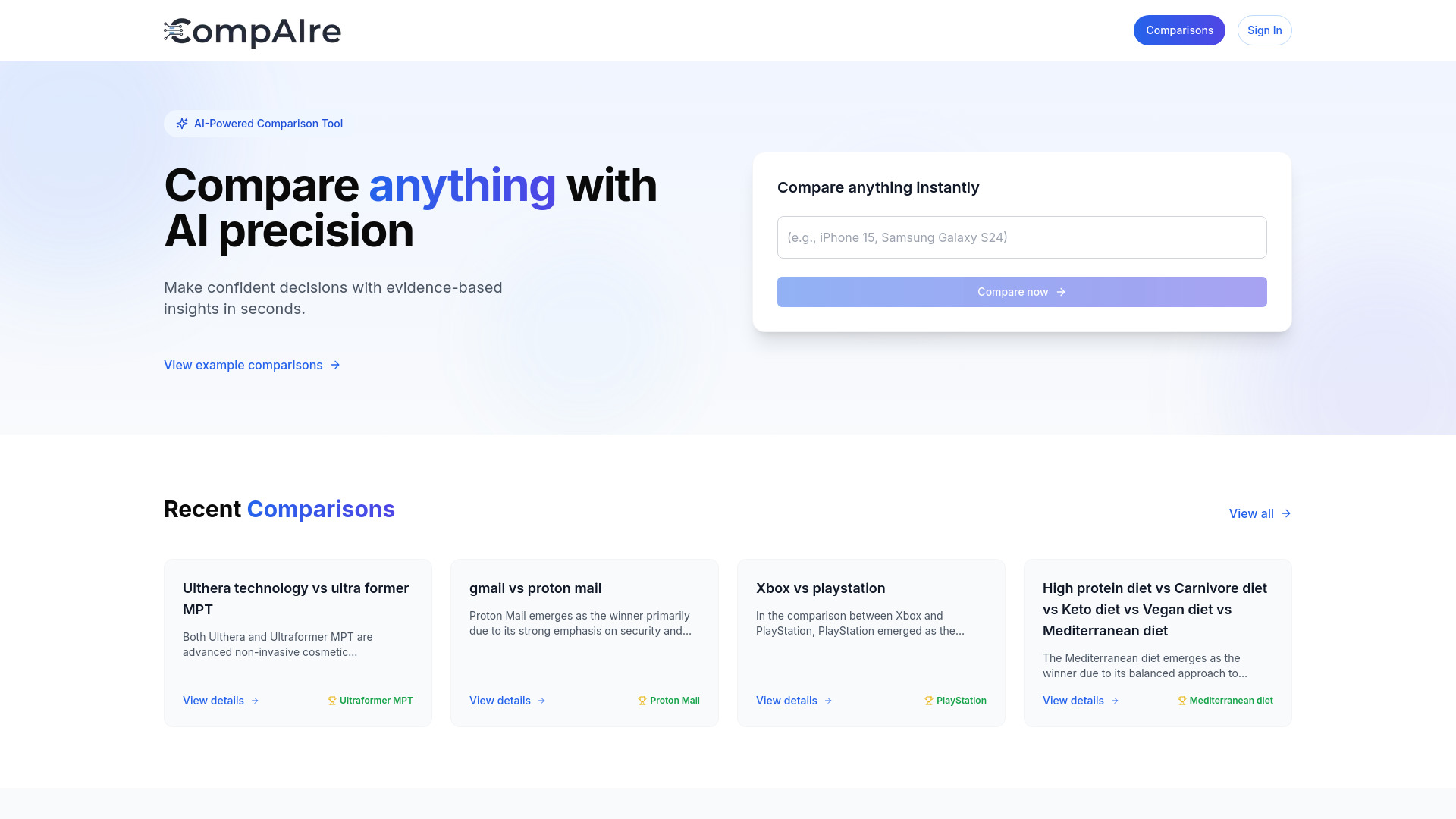 Compaire网页截图,Compaire网页快照