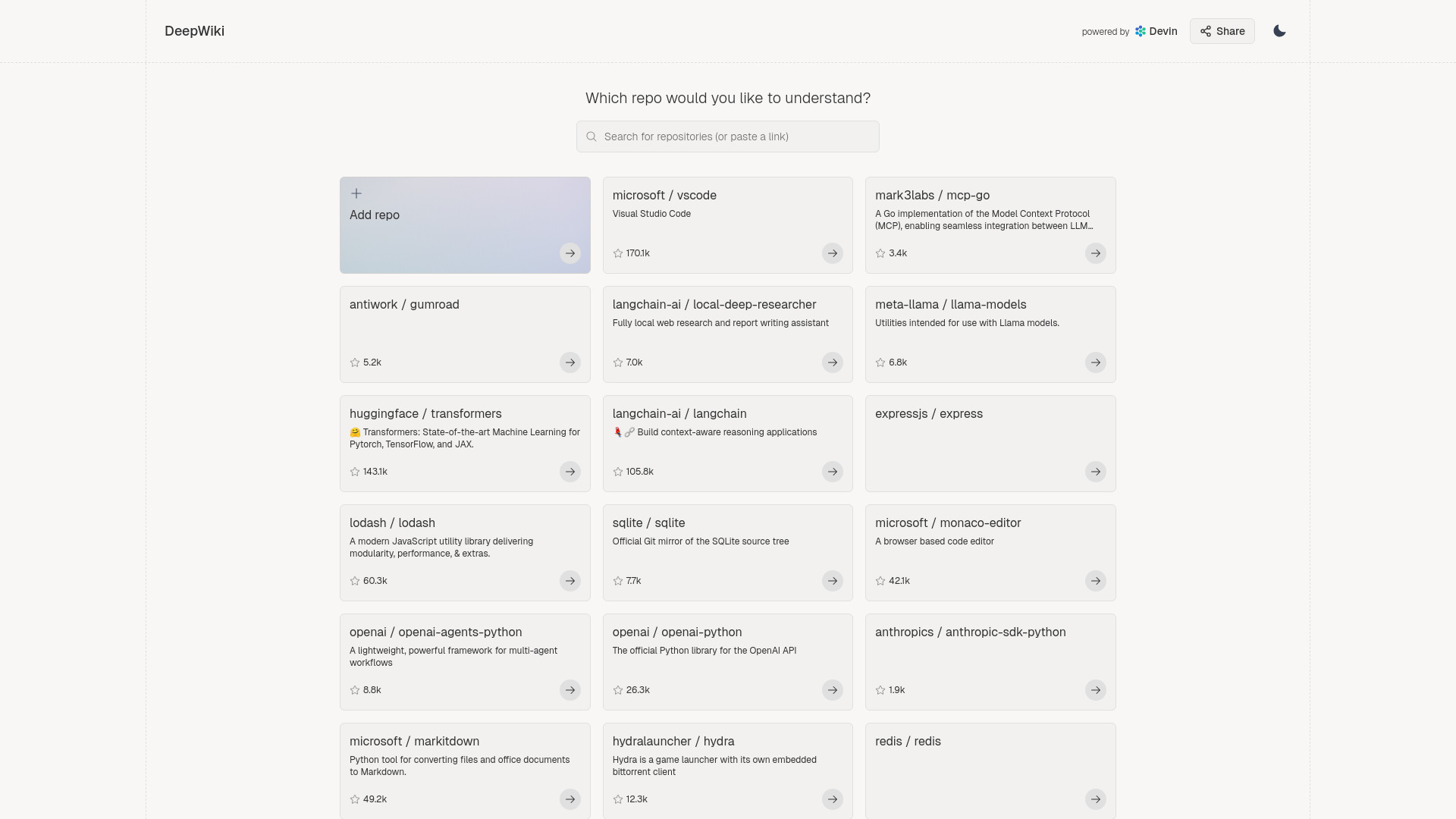 DeepWiki by Congnition网页截图,DeepWiki by Congnition网页快照