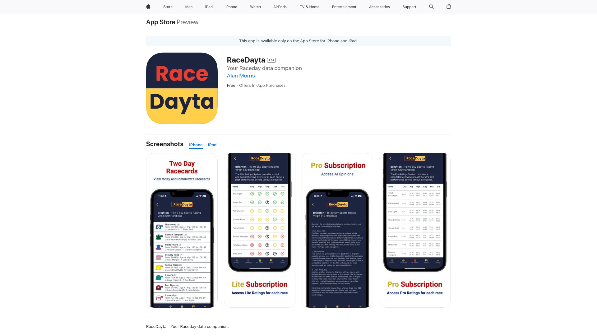RaceDayta网页截图,RaceDayta网页快照