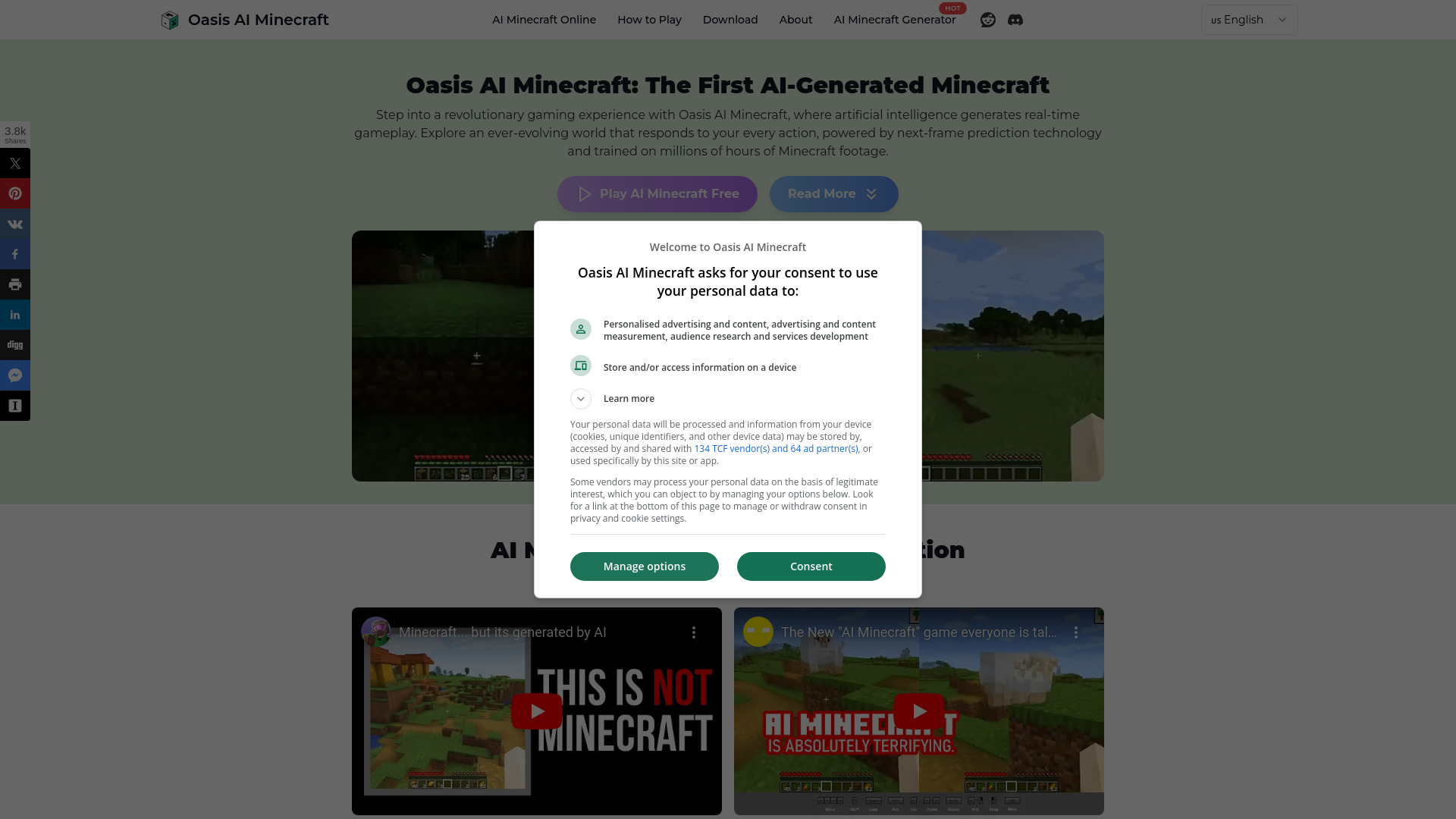 Oasis AI Minecraft网页截图,Oasis AI Minecraft网页快照