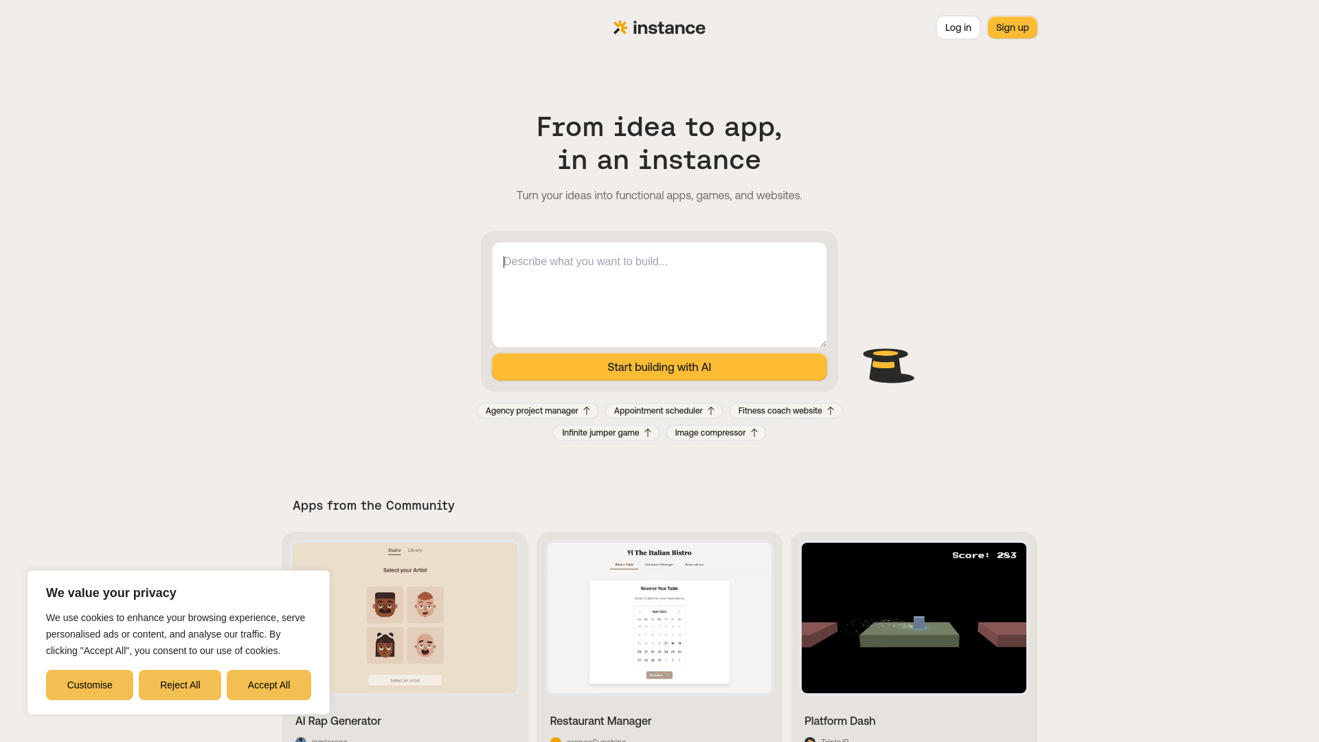 Instance网页截图,Instance网页快照