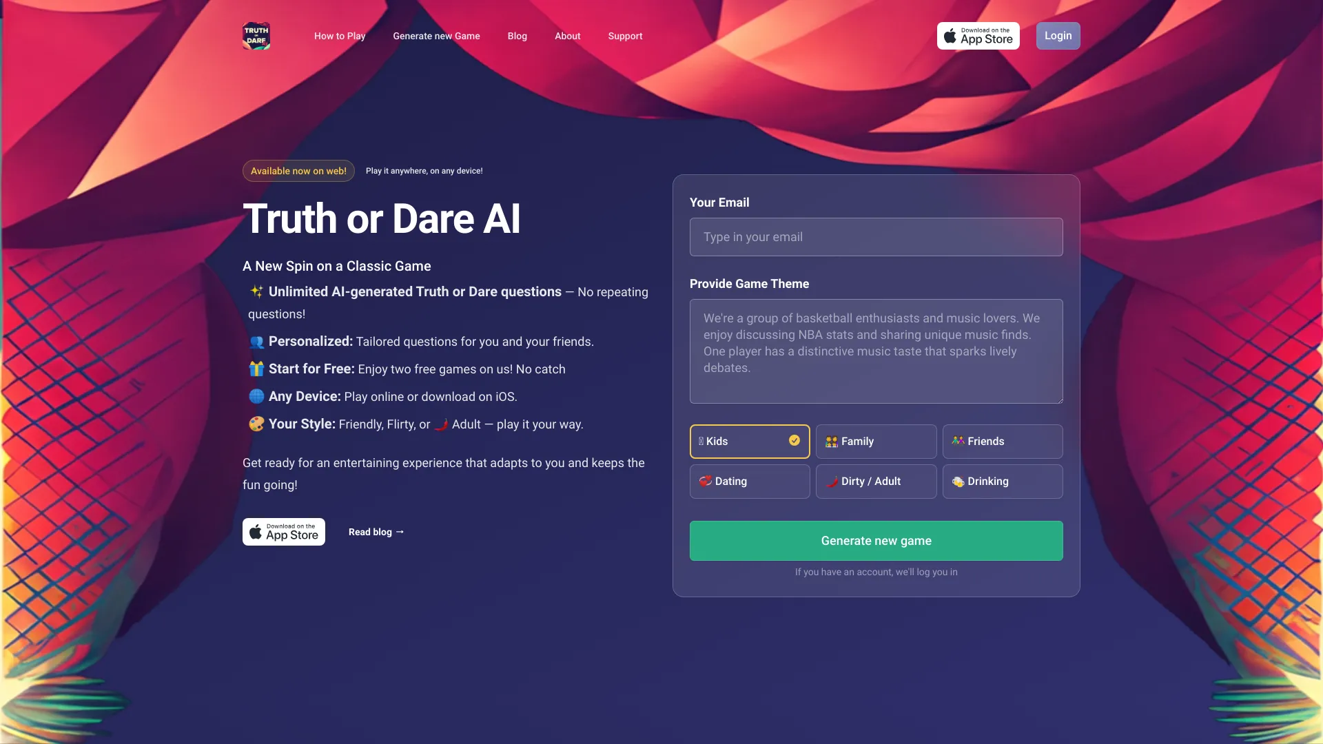 Truth or Dare AI网页截图,Truth or Dare AI网页快照