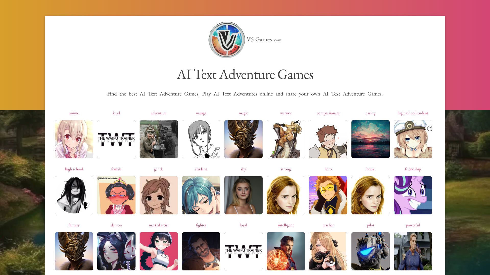 AI Text Adventures – V5 Games网页截图,AI Text Adventures – V5 Games网页快照