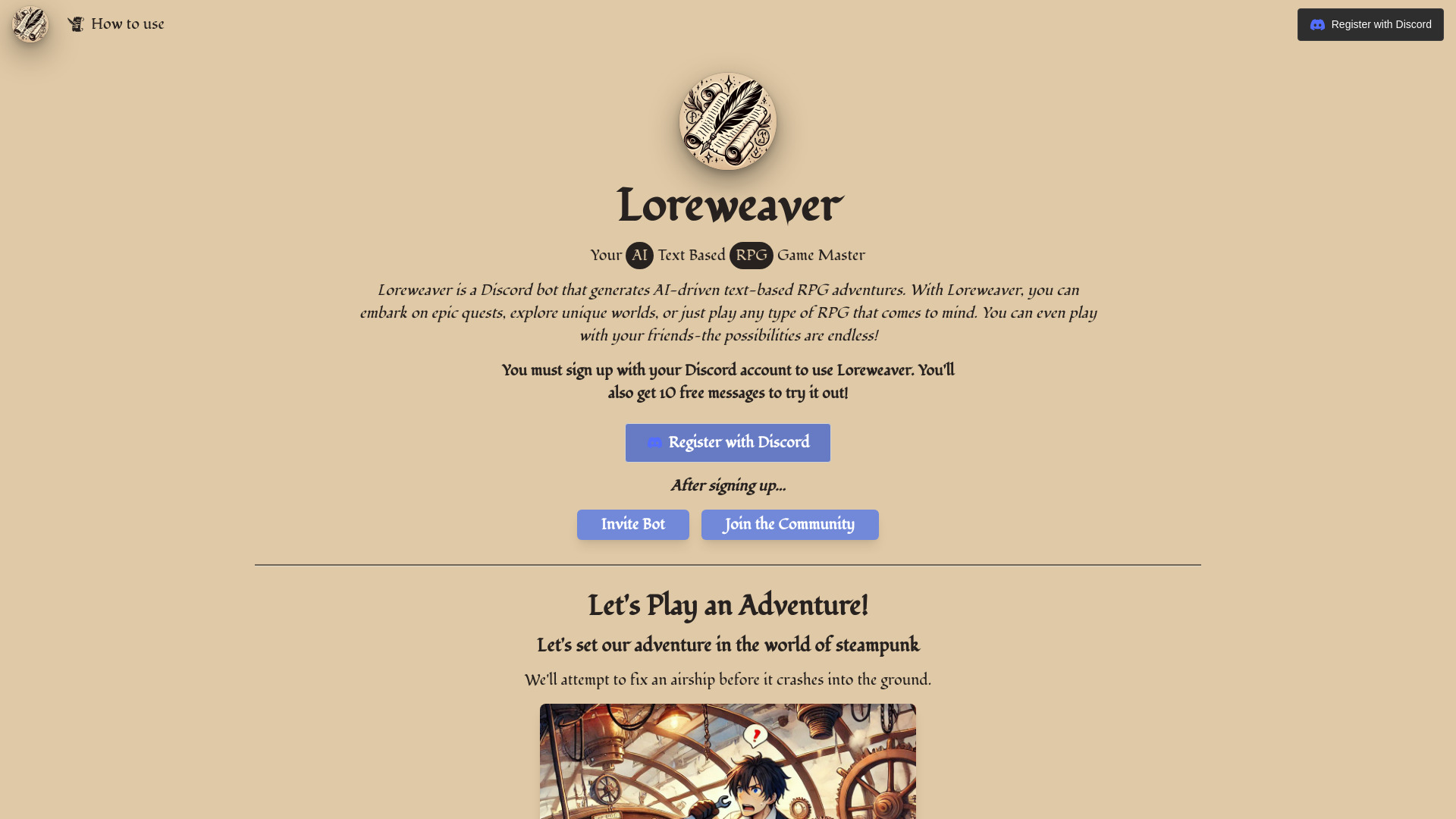 Loreweaver网页截图,Loreweaver网页快照