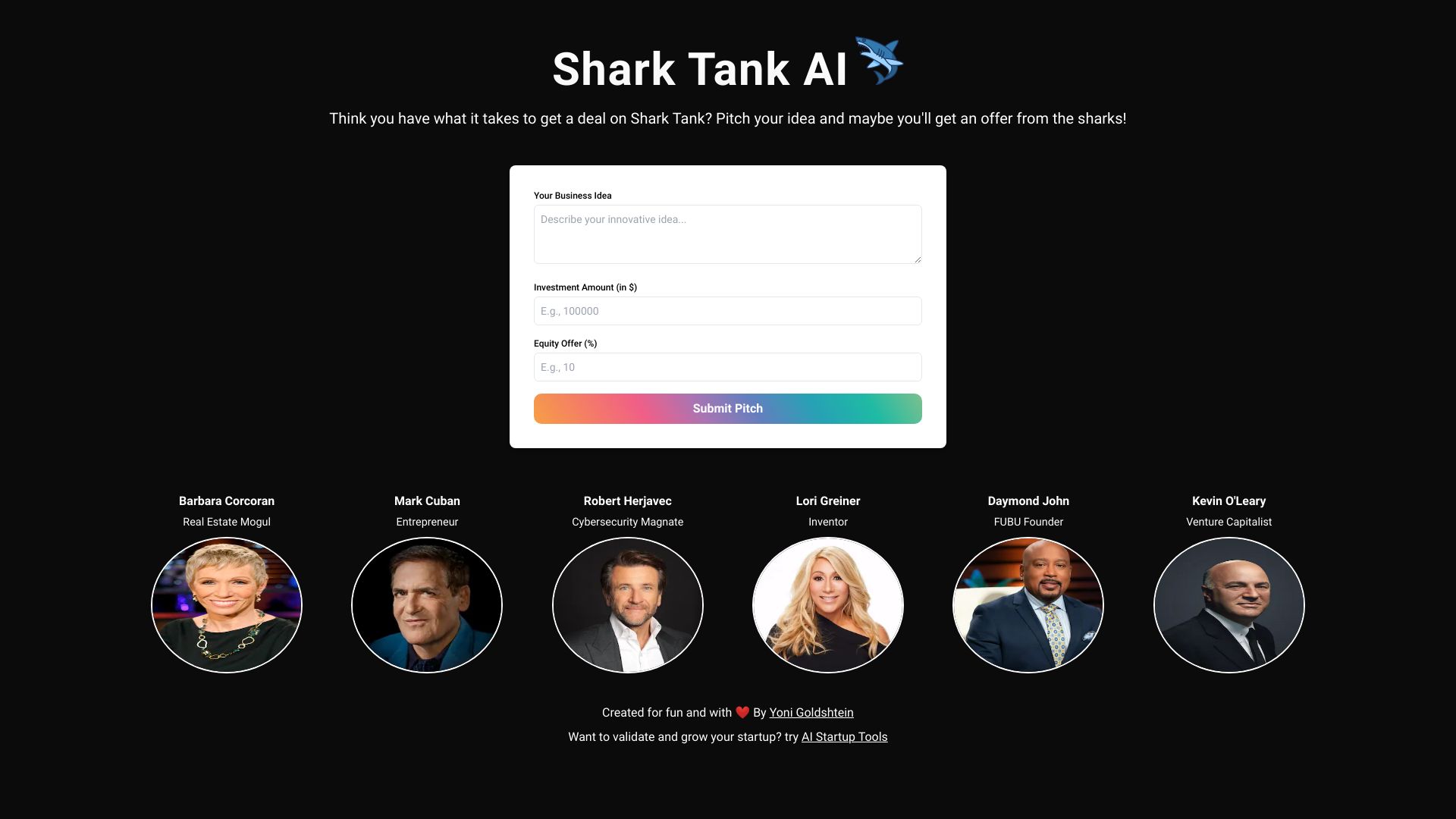 SharkTank AI网页截图,SharkTank AI网页快照