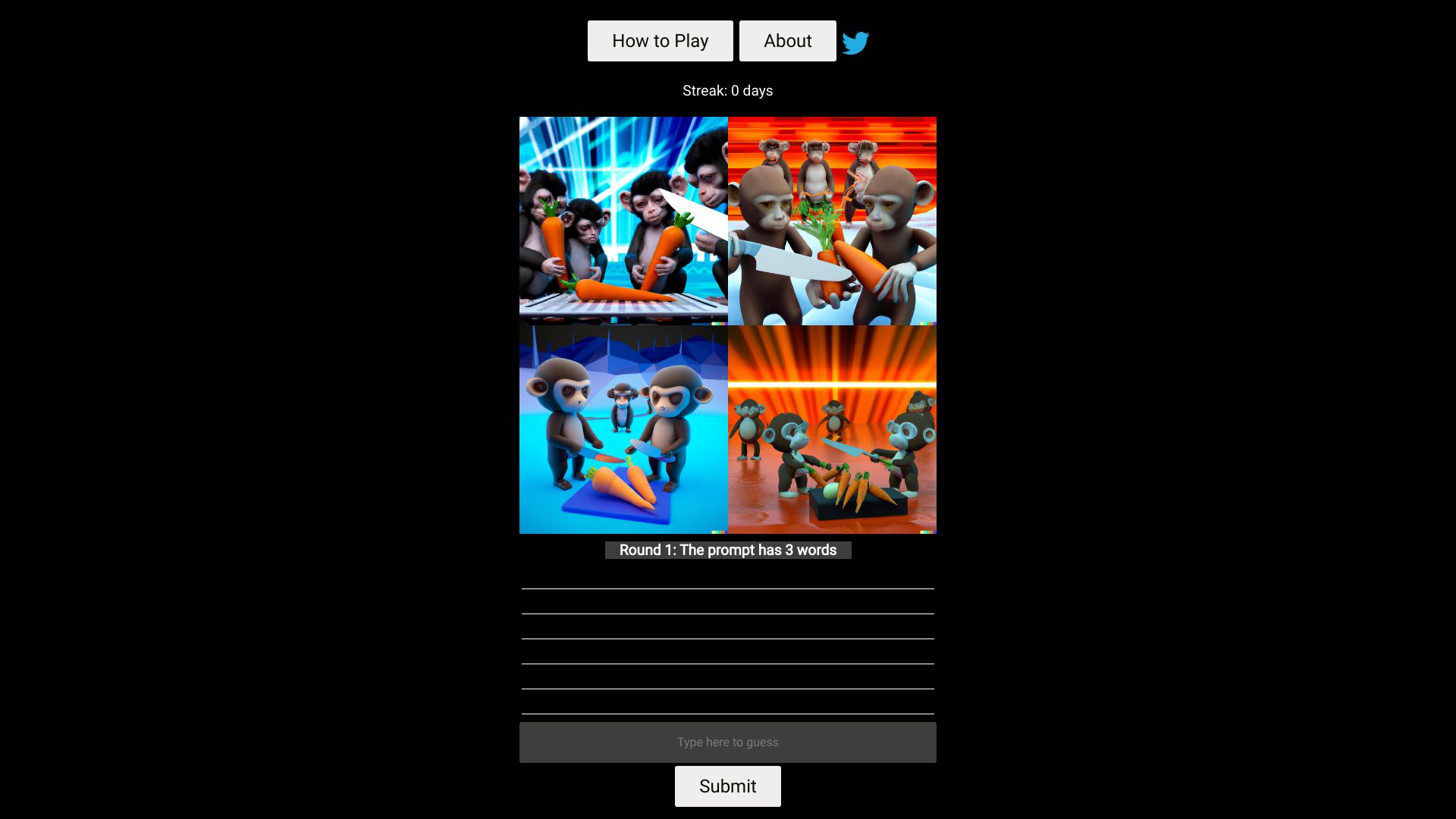 AIDLE (Wordle + DALL-E)网页截图,AIDLE (Wordle + DALL-E)网页快照