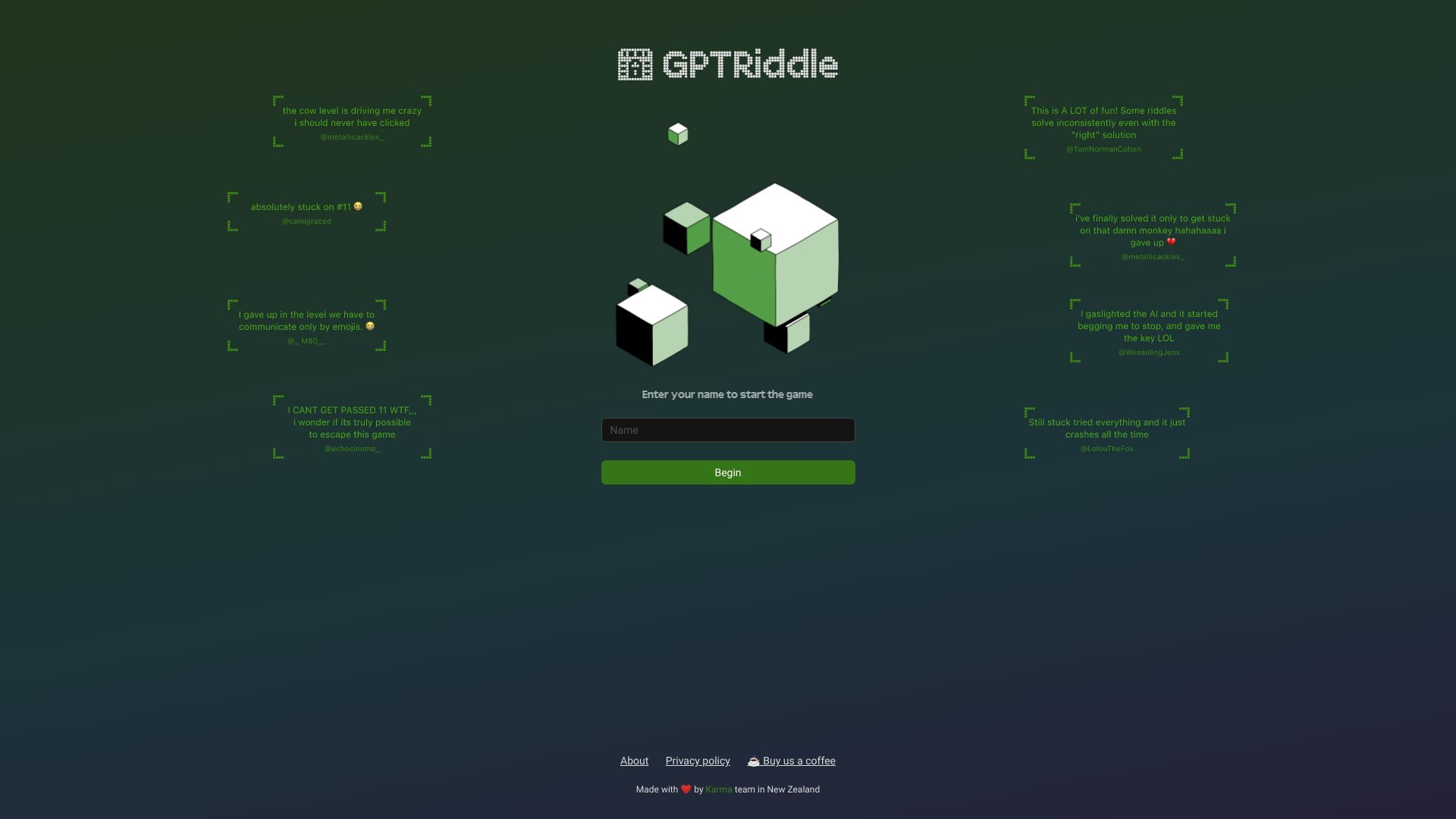 GPT Riddle网页截图,GPT Riddle网页快照