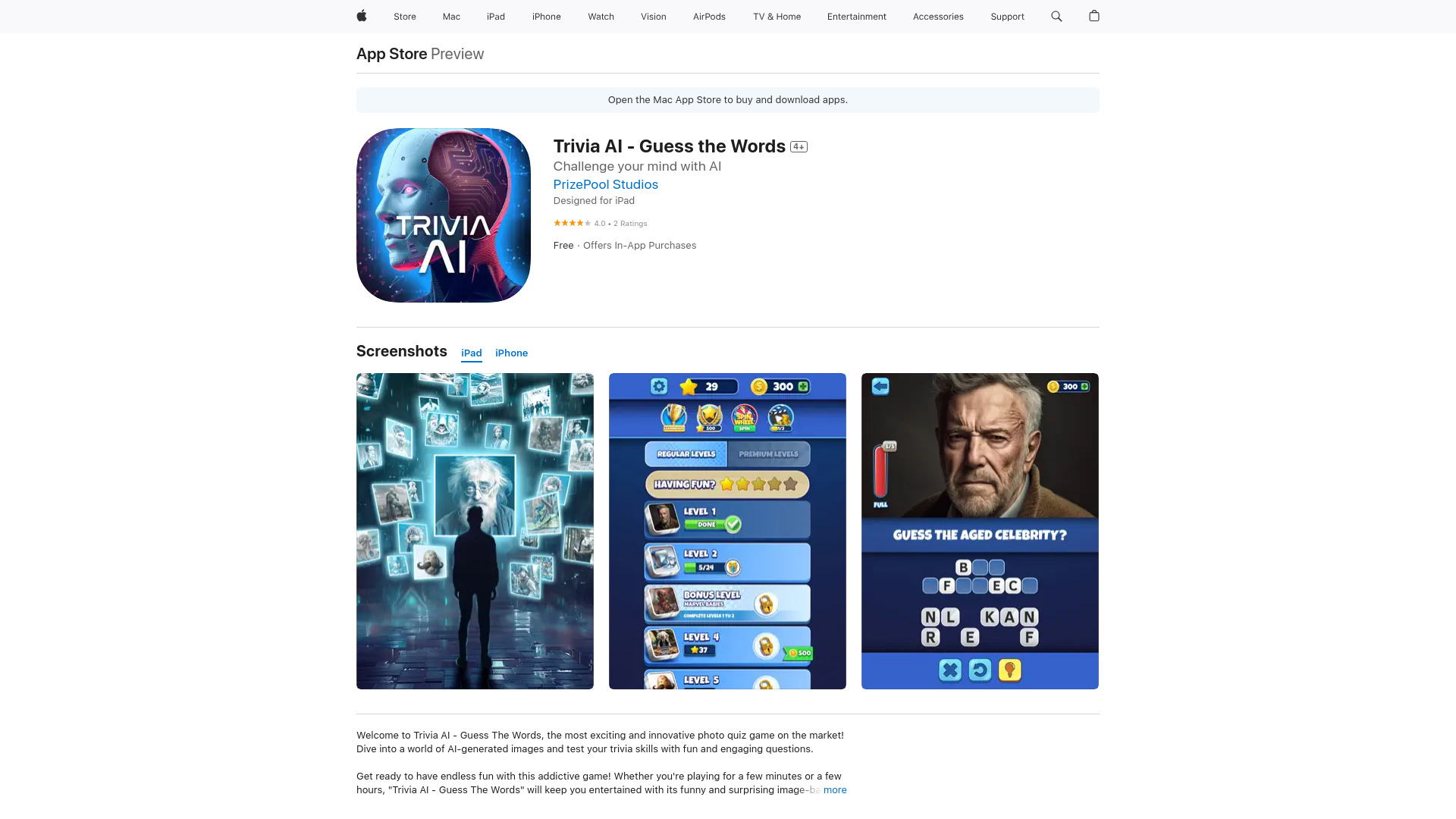 Trivia AI – Guess The Words网页截图,Trivia AI – Guess The Words网页快照