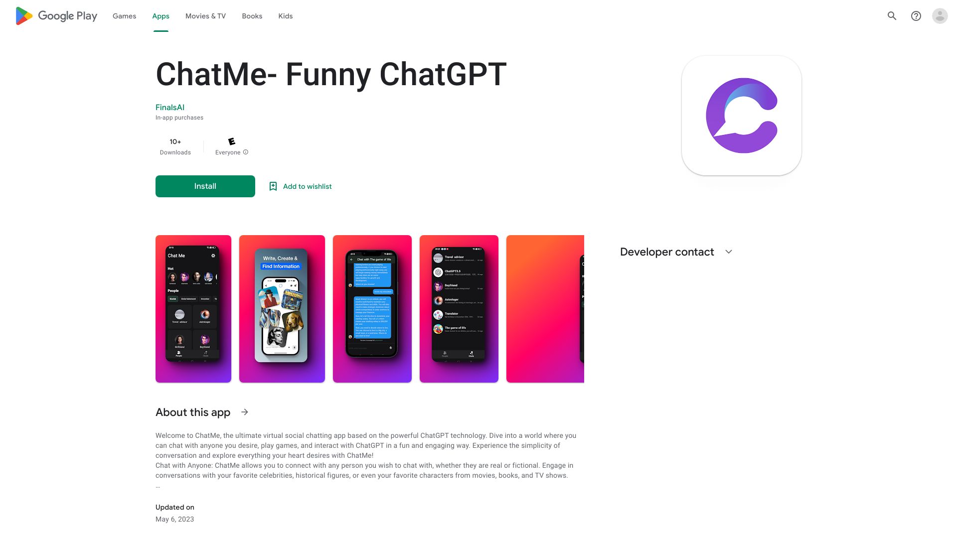 ChatMe – AI Virtual Friends网页截图,ChatMe – AI Virtual Friends网页快照