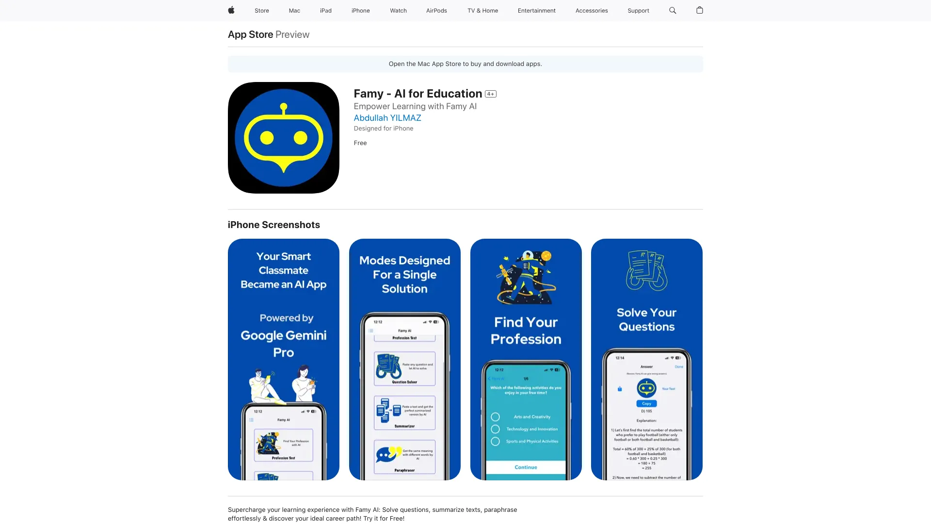 Famy – AI For Education (Gemini Pro)网页截图,Famy – AI For Education (Gemini Pro)网页快照
