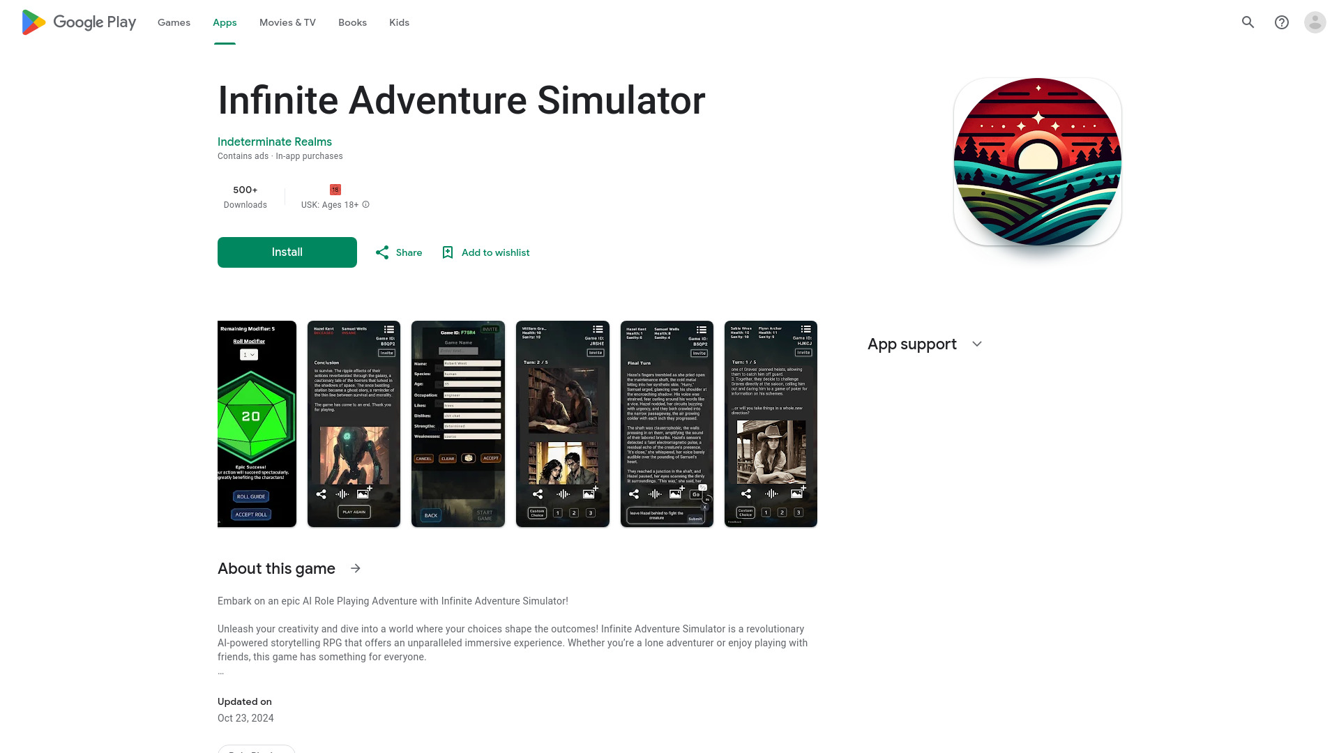 Infinite Adventure Simulator网页截图,Infinite Adventure Simulator网页快照