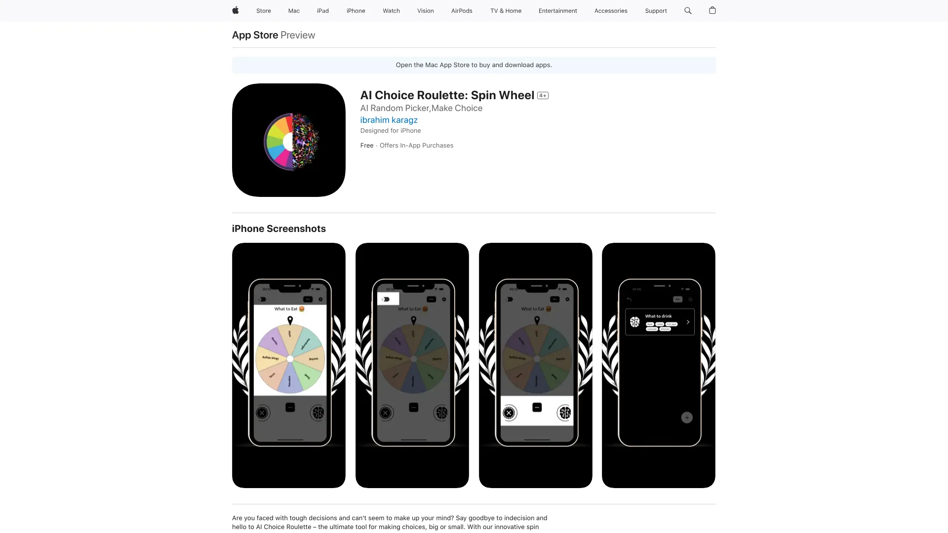 AI Choice Roulette: Spin Wheel网页截图,AI Choice Roulette: Spin Wheel网页快照