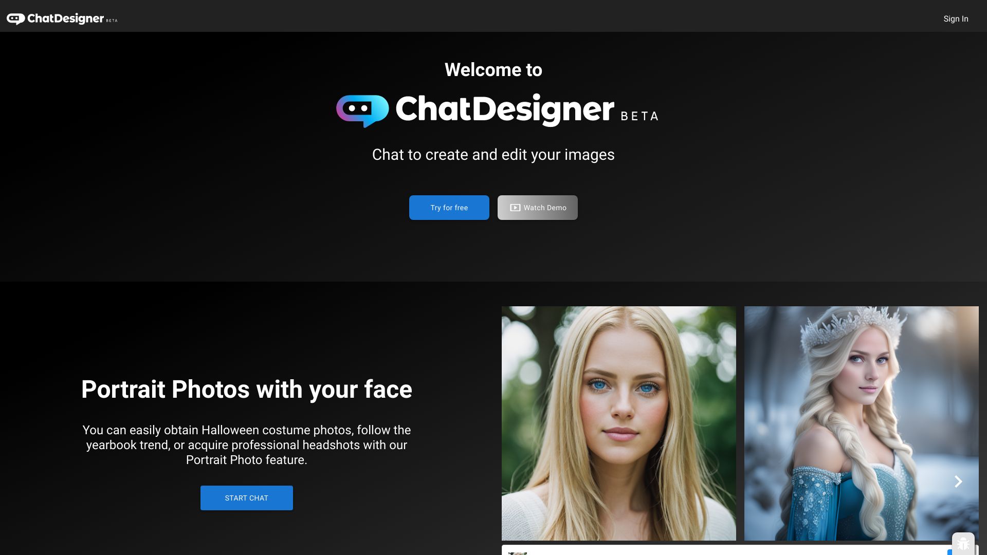 ChatDesigner网页截图,ChatDesigner网页快照