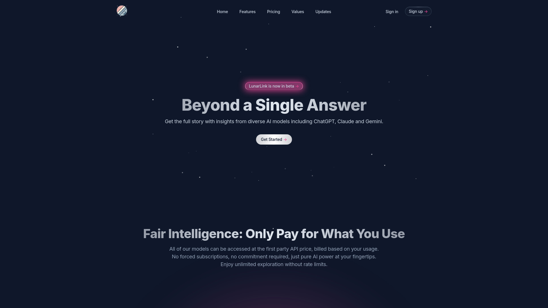 Lunarlink AI网页截图,Lunarlink AI网页快照