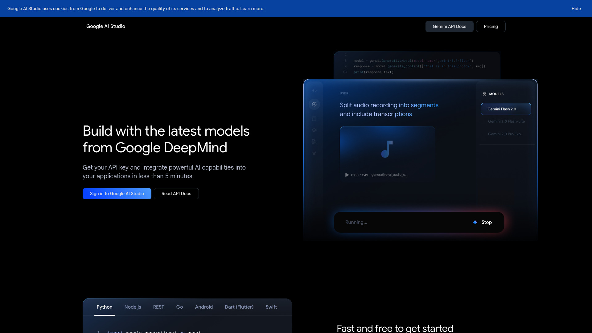 Google AI Studio网页截图,Google AI Studio网页快照