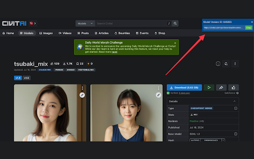 Civitai Download Link Finder网页截图,Civitai Download Link Finder网页快照