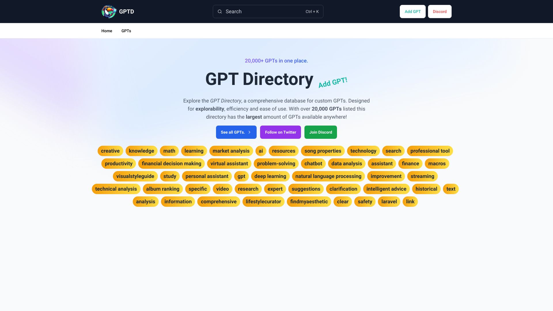 GPT Directory网页截图,GPT Directory网页快照