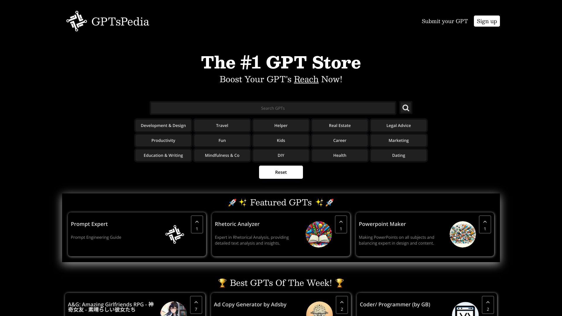 GPTsPedia – The GPTs ProductHunt网页截图,GPTsPedia – The GPTs ProductHunt网页快照