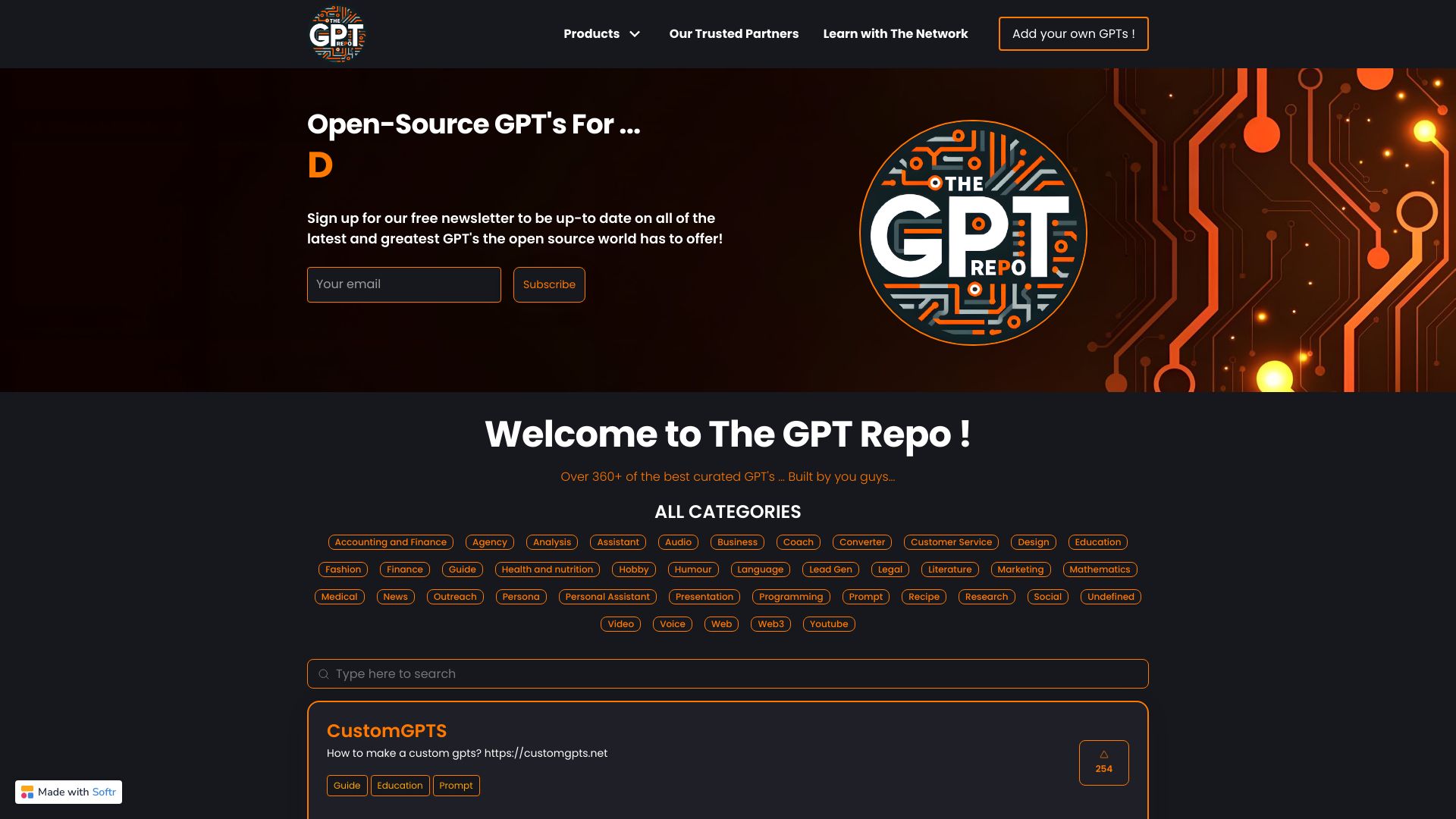 The GPT Repo网页截图,The GPT Repo网页快照