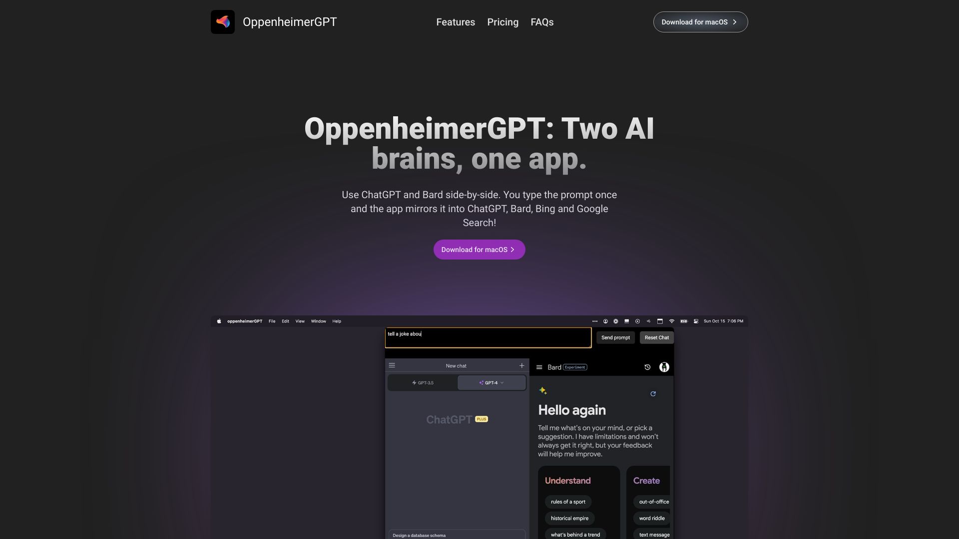 OppenheimerGPT: two AI brains, one app!网页截图,OppenheimerGPT: two AI brains, one app!网页快照