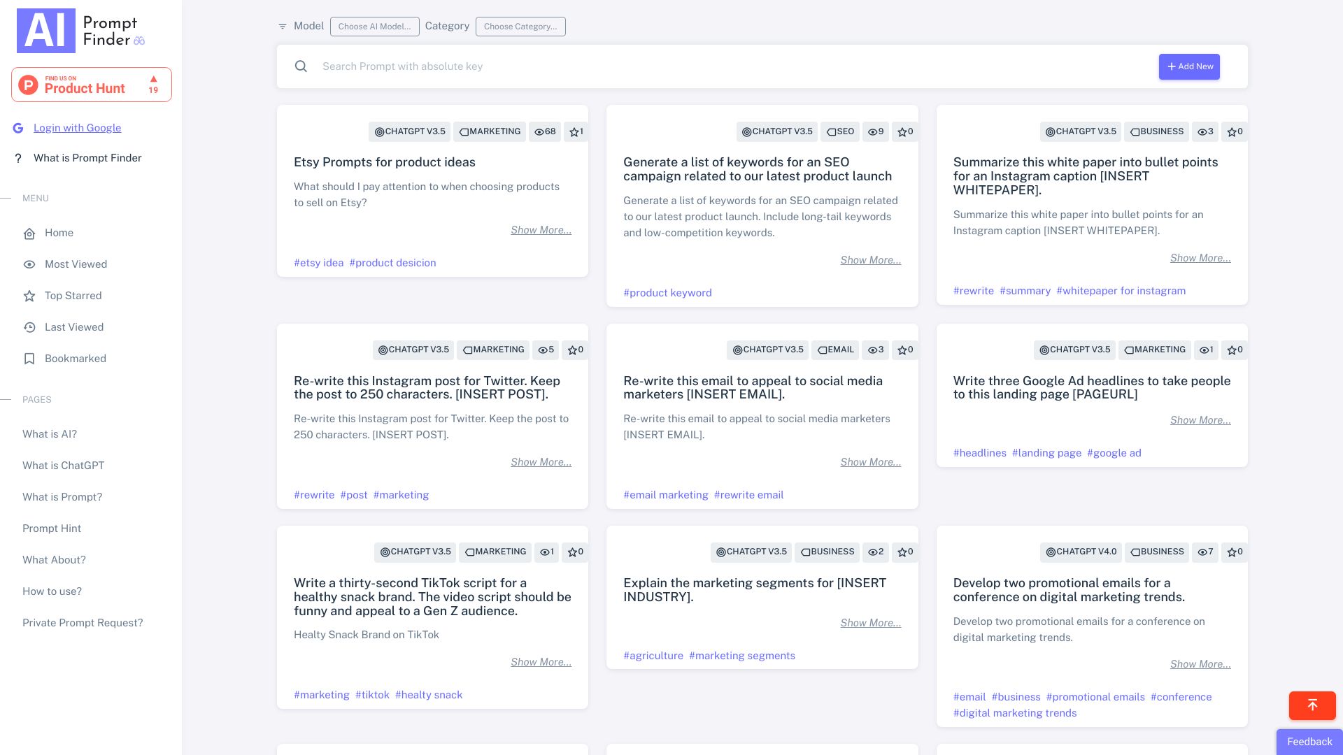 AI Prompt Finder网页截图,AI Prompt Finder网页快照