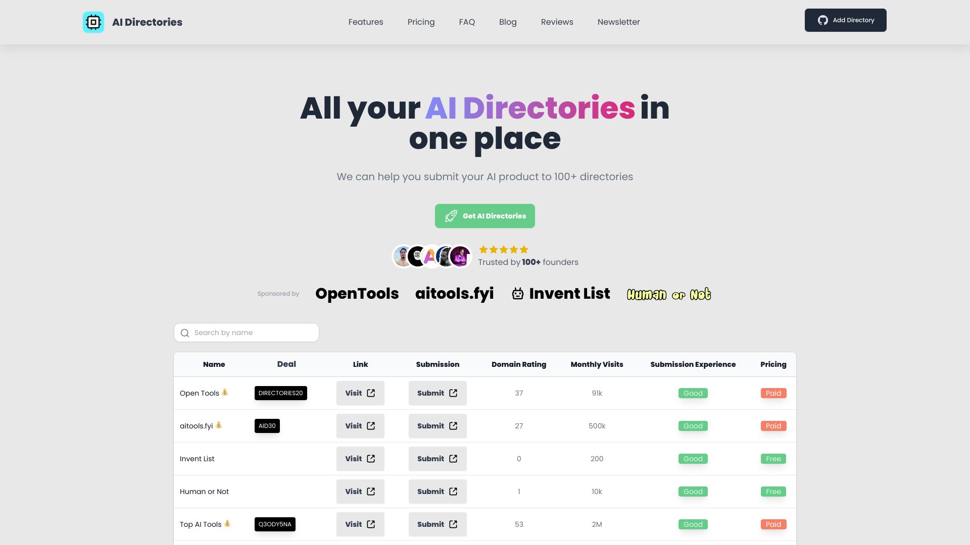 AI Directories网页截图,AI Directories网页快照