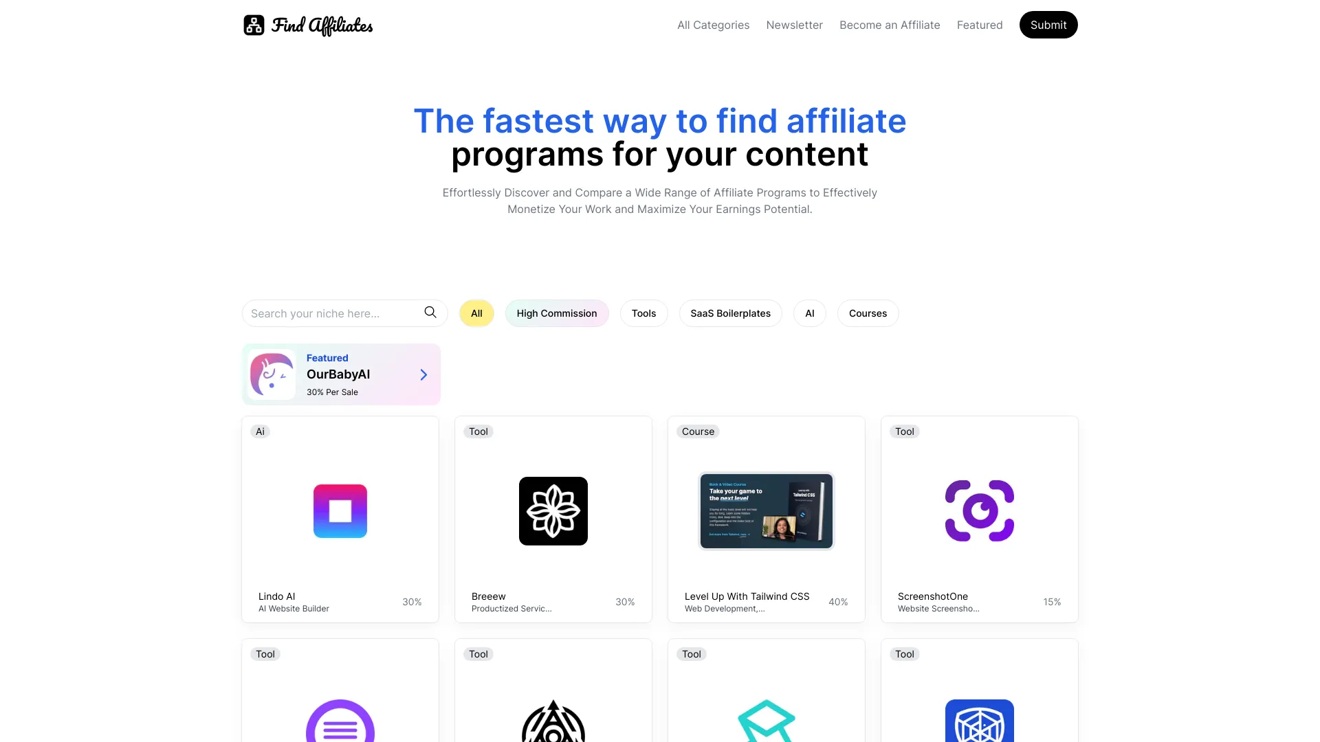 Find Affiliates网页截图,Find Affiliates网页快照