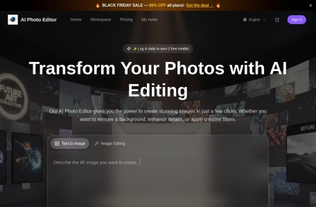 AI Photo Editor网页截图,AI Photo Editor网页快照