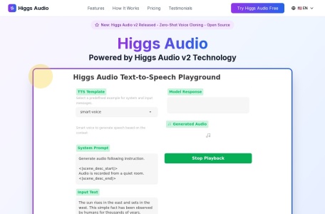 Higgs Audio网页截图,Higgs Audio网页快照