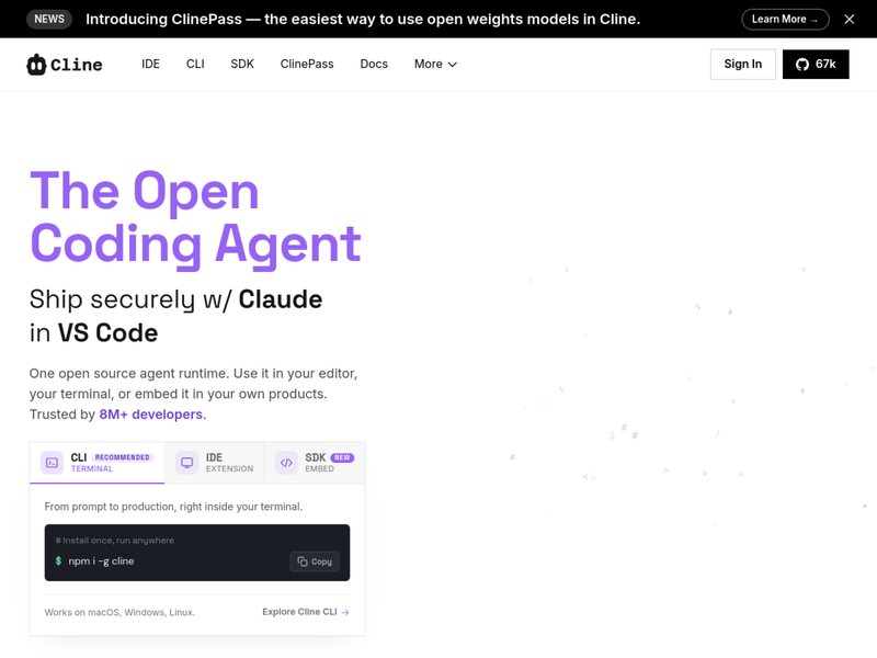 Cline网页截图,Cline网页快照