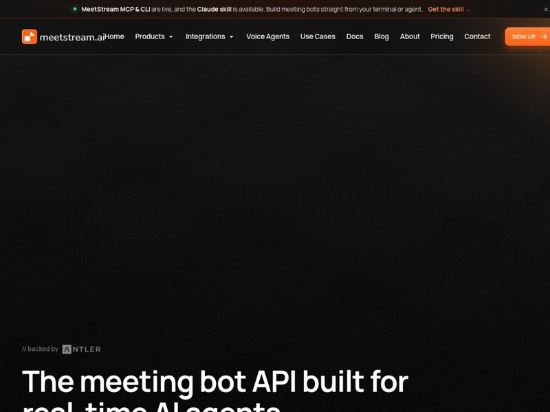 MeetStream AI网页截图,MeetStream AI网页快照