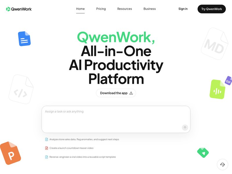 QwenWork网页截图,QwenWork网页快照