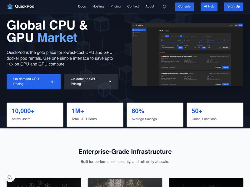 QuickPod网页截图,QuickPod网页快照